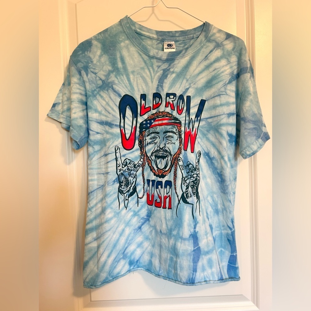Old row USA post malone blue tie dye Tshirt